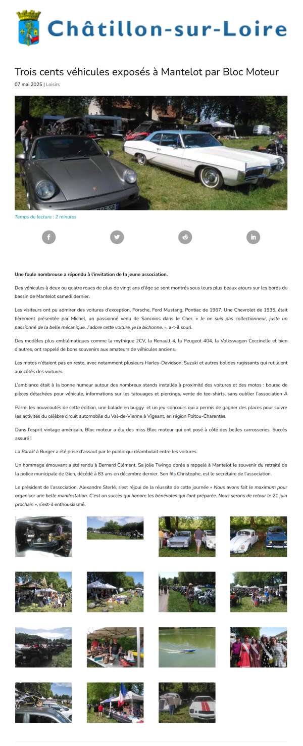 Trois cents véhicules exposés à Mantelot par Bloc Moteur